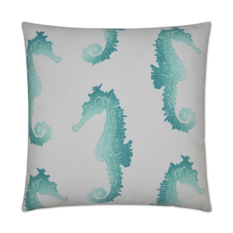 D.V. Kap 22″ x 22″ Outdoor Throw Pillow | Seahorse Turquoise