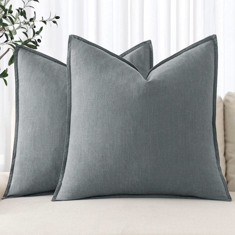 MIULEE Linen Pillow Covers 20×20 Inch Gray Decorative Throw Pillow Covers Pack of 2 Soft Accent Farmhouse Couch Pillowcases Modern Home Decors for Sofa Cushion Living Room Bed
