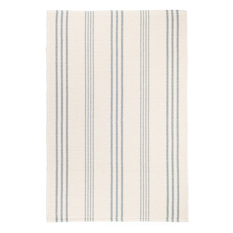 Swedish Stripe Handwoven Cotton Rug | Blue