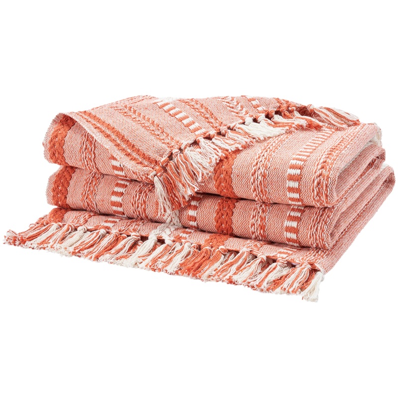 Mina Victory Cover Stonewash Braided 50″ x 60″ Orange Indoor