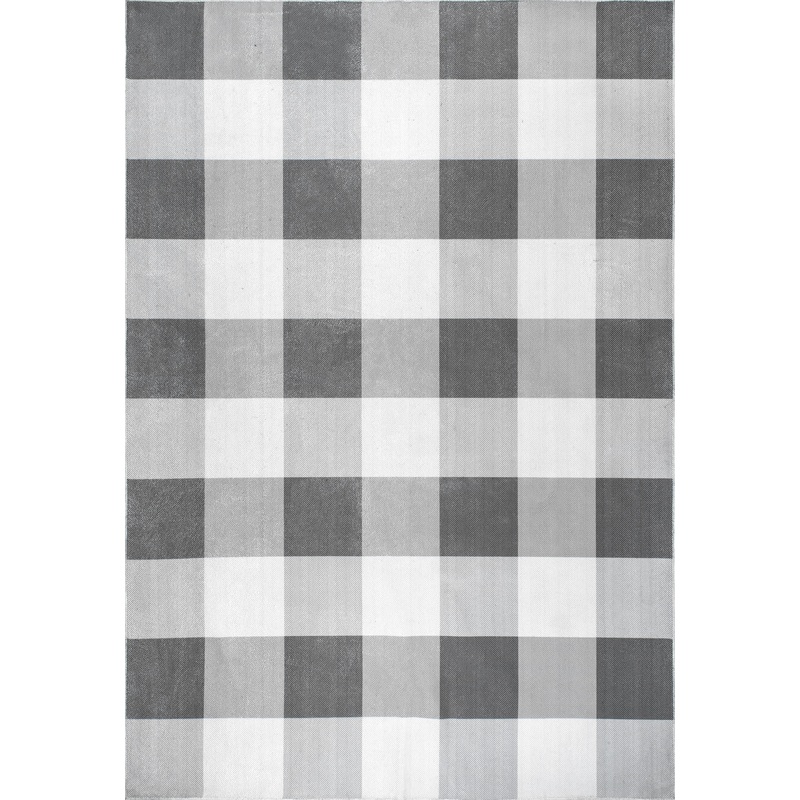 Alanna Buffalo Plaid Washable Rug | Grey