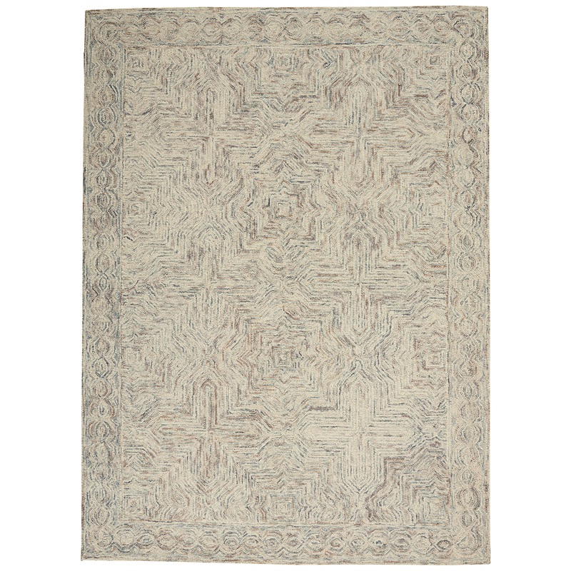 Nourison Interlock 3’9″ x 5’9″ Blue/Ivory Bohemian Indoor Rug