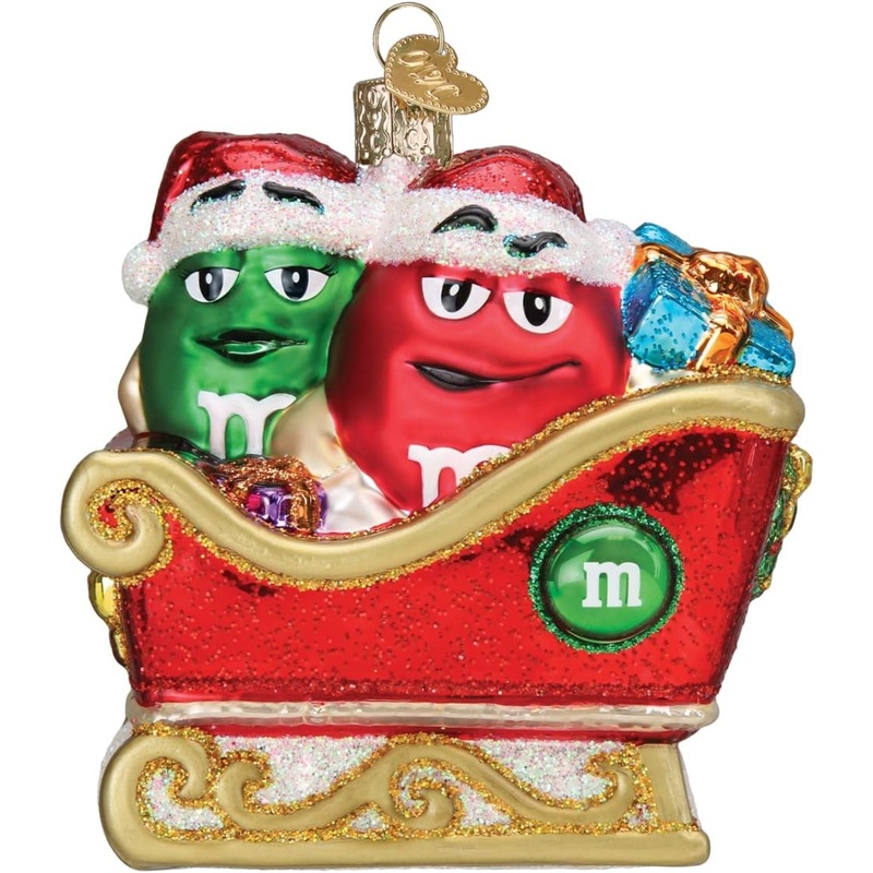 Old World Christmas M&M’S In Sleigh Blown Glass Holiday Ornament