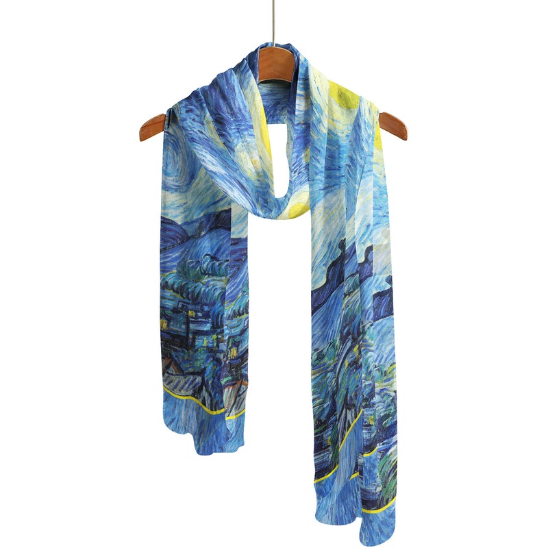 van Gogh Starry Night Silky-soft Polyester Sheer Long Scarf