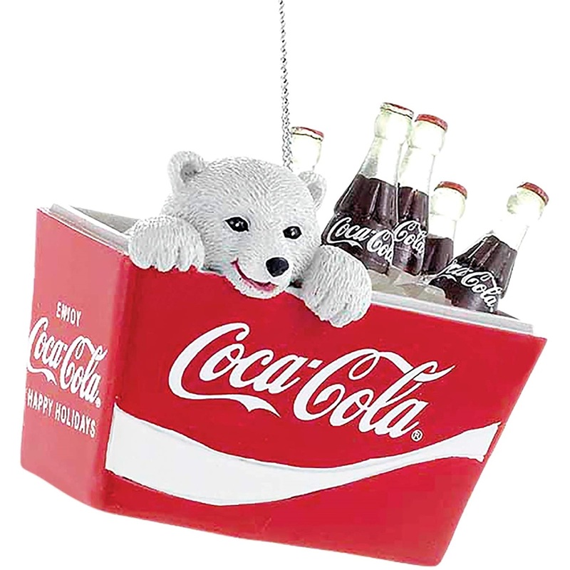 Kurt Adler (#CC2115) Polar Bear Cub in Coke Cooler Ornament, 2.75″