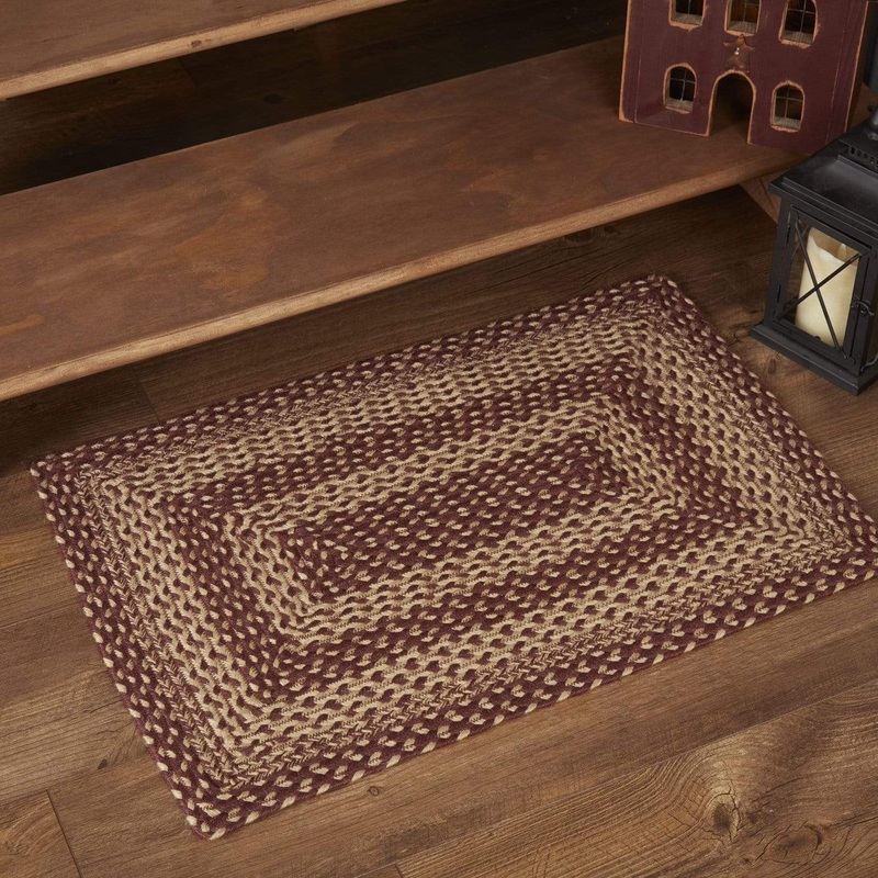 Burgundy Tan Jute Rug Rect w/ Pad 20×30