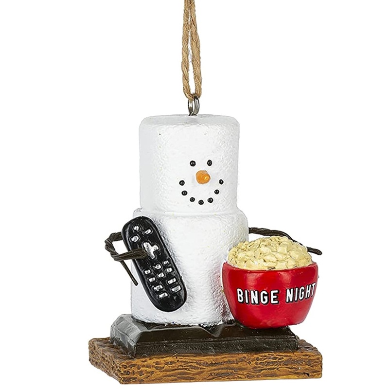 Ganz Smores Binge Tv Snowman Resin Holiday Christmas Ornament, 2.75″