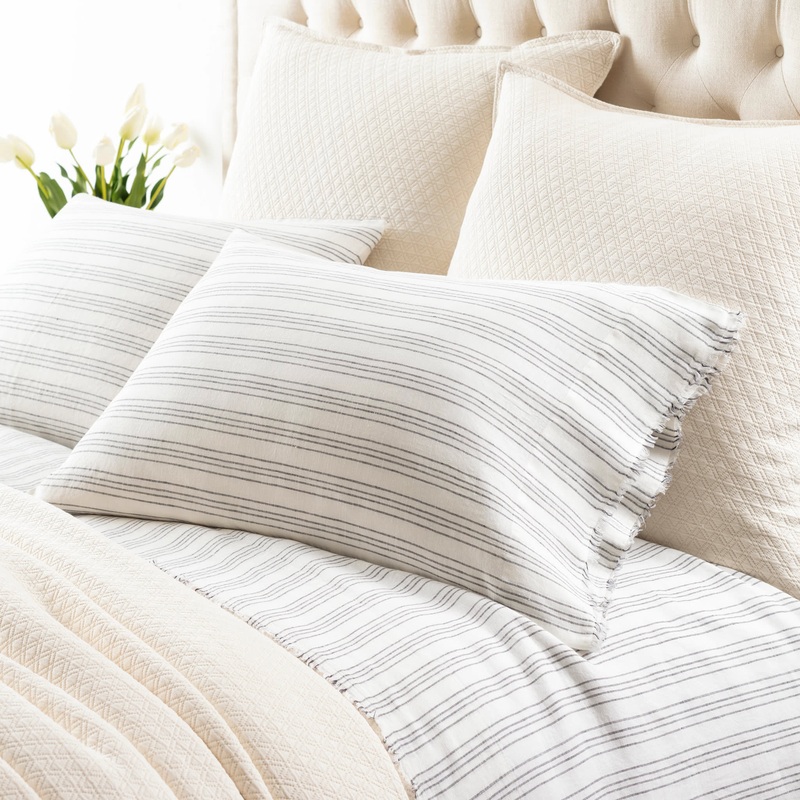 Lush Linen Stripe Sheet Set | Charcoal