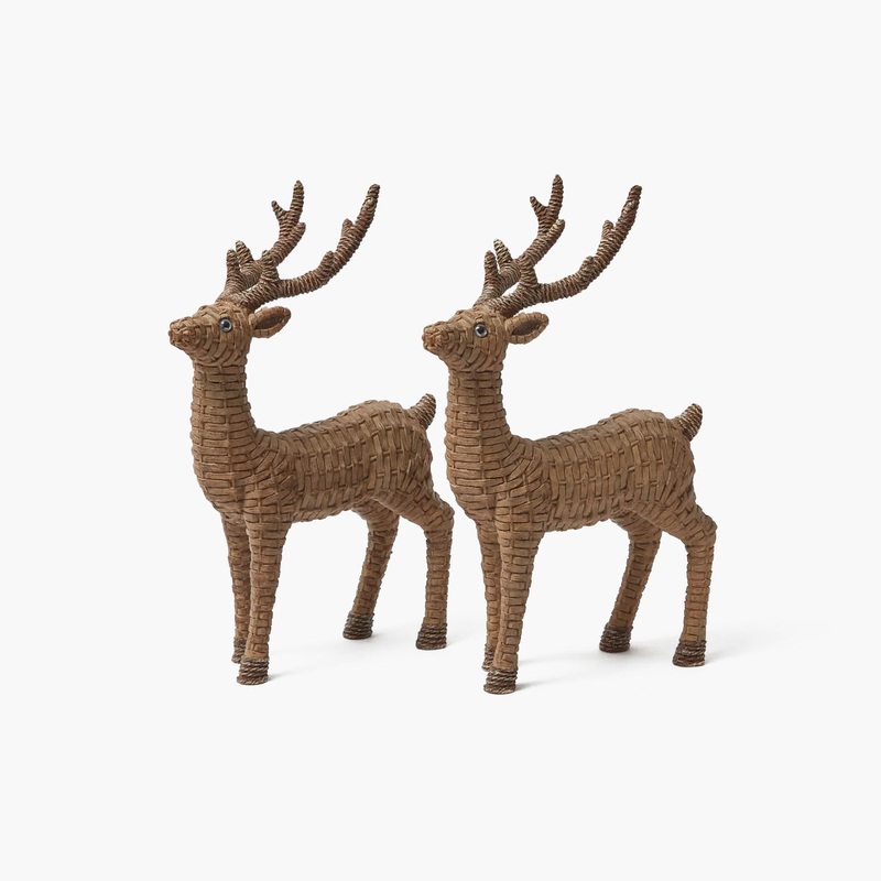 Mini Rattan Reindeer (Pair) – 20cm