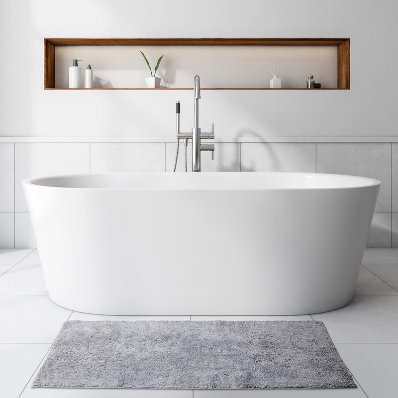Reversible Solid Bath Rug | Grey