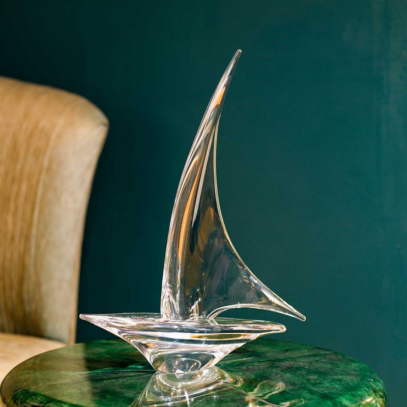 Sailing Boat Crystal Dcor Object Clear
