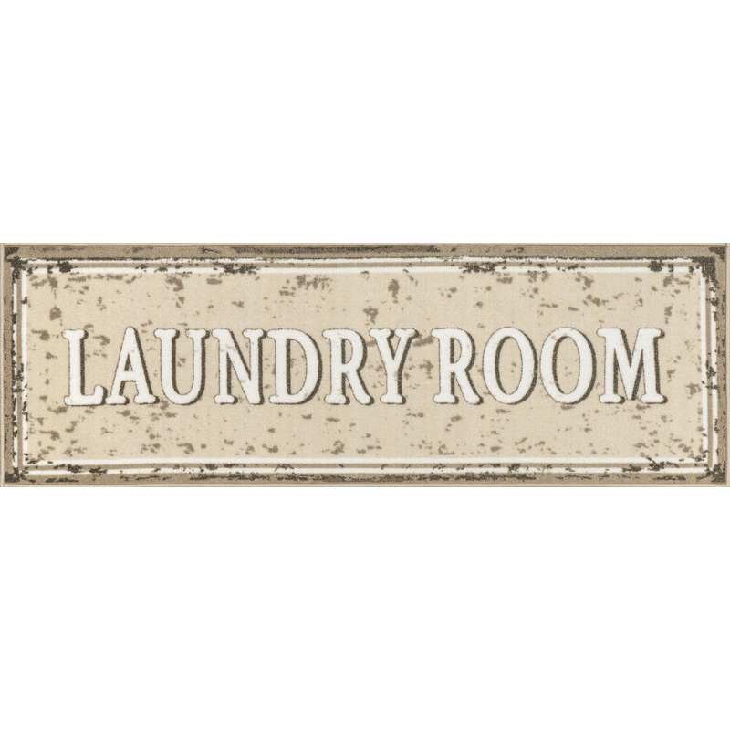 Merla Washable Room Sign Laundry Mat | Beige