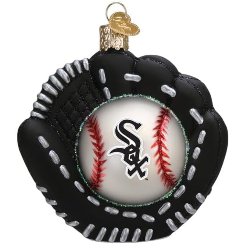 Old World Christmas Blown Glass Ornament for Christmas Tree, Chicago White Sox Baseball Mitt (with OWC Gift Box)