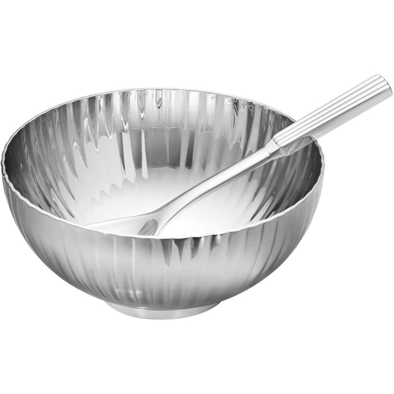 Georg Jensen Bernadotte Stainless Steel Salt Cellar and Spoon