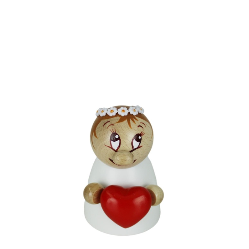Steinbach Wooden Clumsy Mini Collection, Valentine with Red Heart and Daisy Wreath Hair