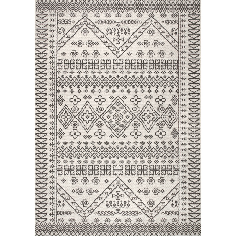 Diamond Bordered Indoor/Outdoor Rug | Ivory