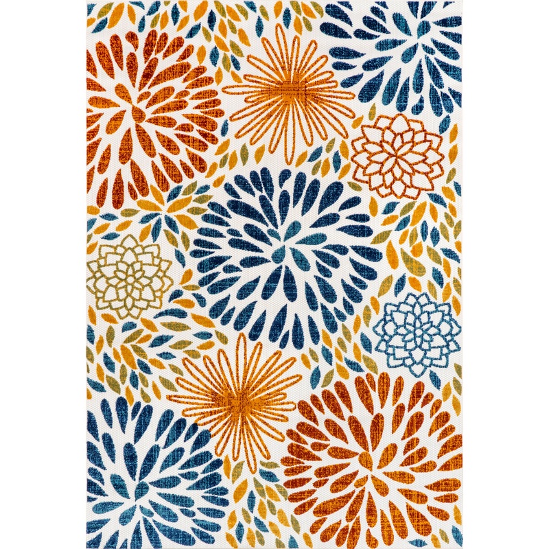 Floral Fireworks Indoor/Outdoor Rug | Blue