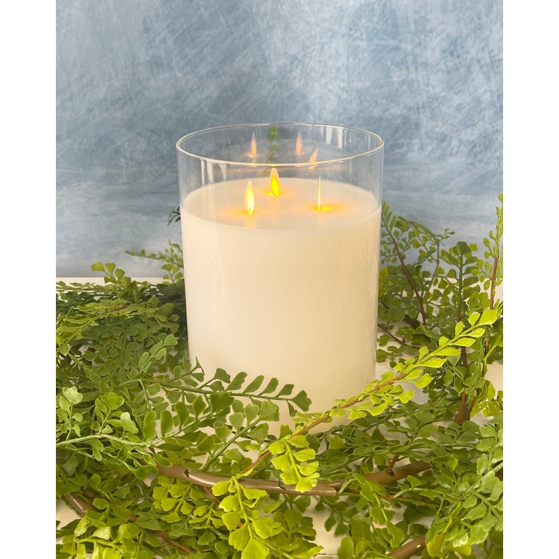 Cream 3-Wick 6×8″ LED Candle
