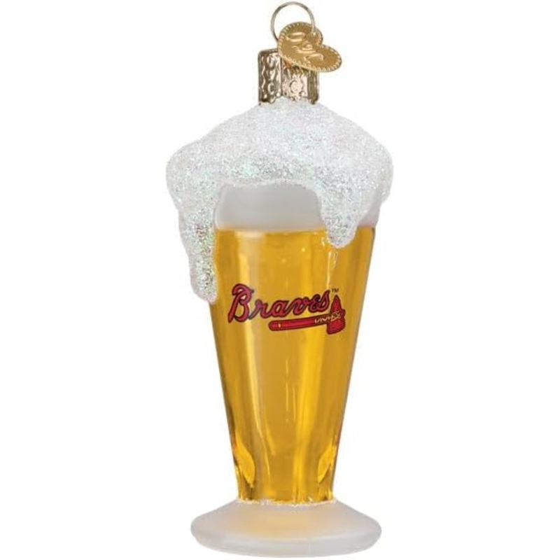 Old World Christmas Blown Glass Ornament for Christmas Tree, Atlanta Braves Glass of Beer (with OWC Gift Box)