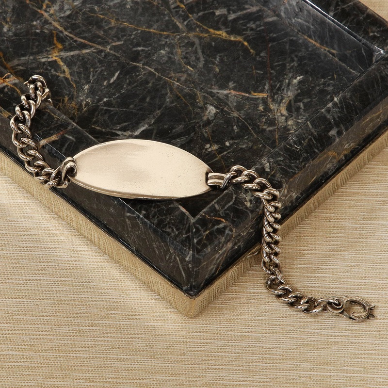 Oval sterling id bracelet