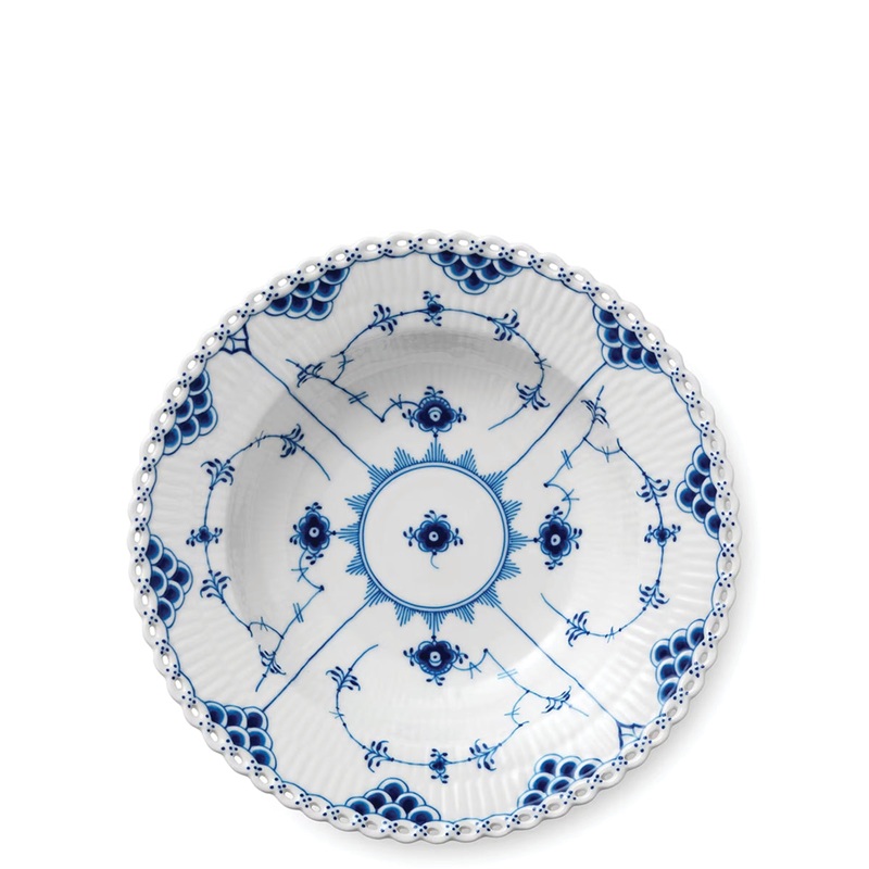 Blue Fluted Full Lace Soup Plate