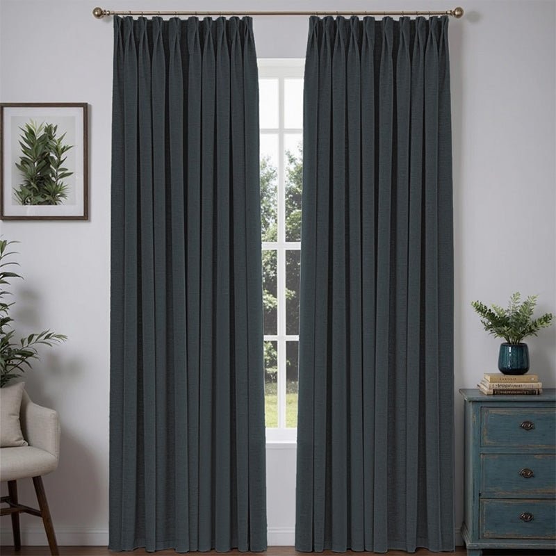 “Bold” Custom Heavyweight Linen Drape Pleated – Dark Gray