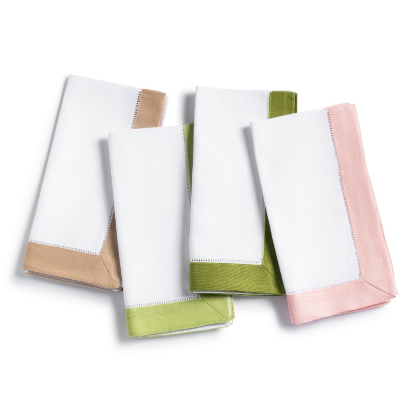 Colored Border Hemstitch Napkins Set of 6