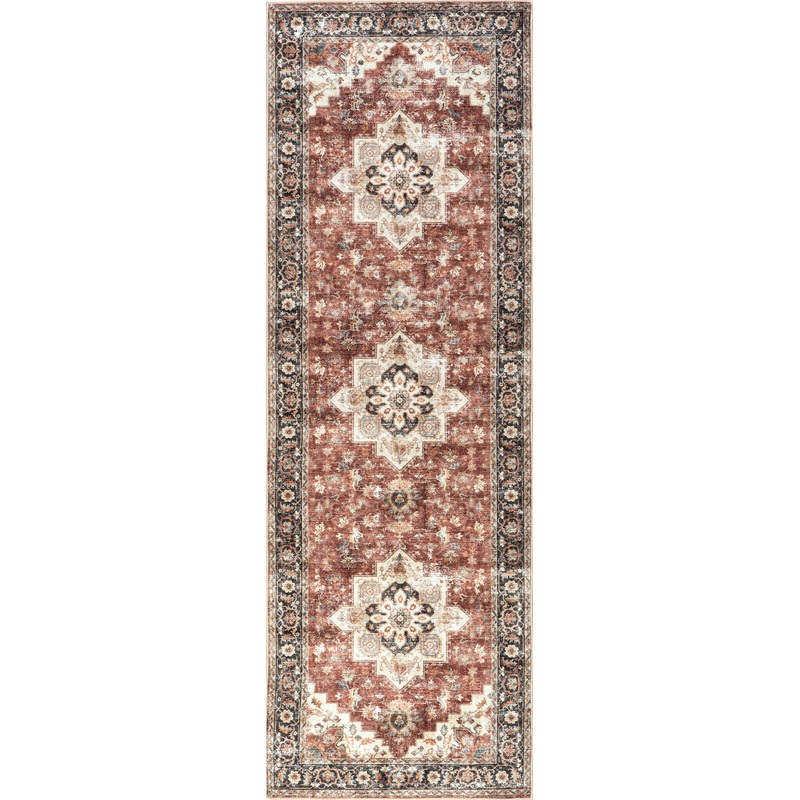 Seine Medallion Spill Proof Washable Rug | Rust