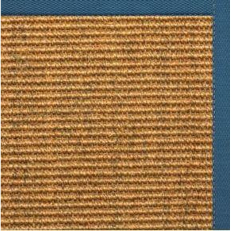 Cognac Sisal Rug with Paradise Blue Cotton Border