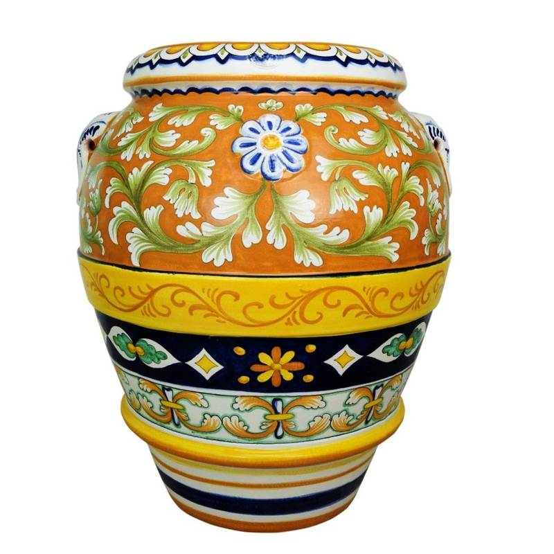 GRANDE GIARDINO:  Extra Large Deruta-Tuscan Orcio-Urn – DERUTA VARIO design (32″ High)
