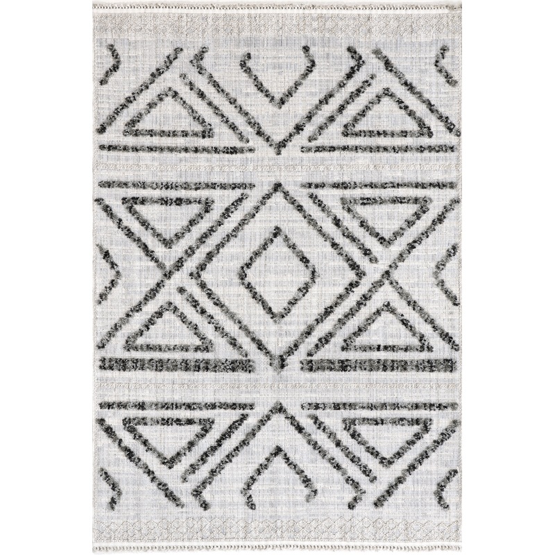 Kalinda Raised Diamond Rug | Light Grey
