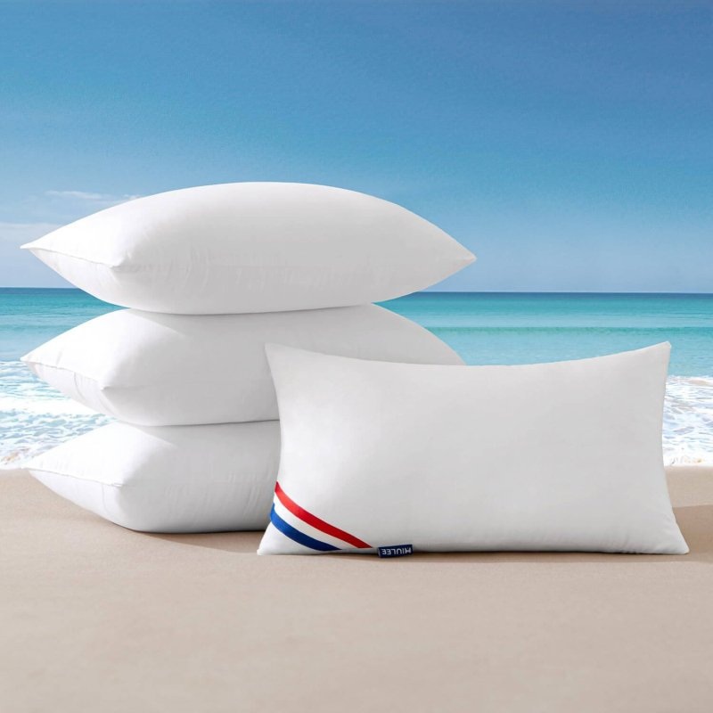 MIULEE Outdoor Pillows Pack of 4 12×20 Inch Outdoor Pillow Inserts Waterproof Decorative Throw Pillow Inserts, Rectangle Water Resistant Pillow for Garden Couch Furniture