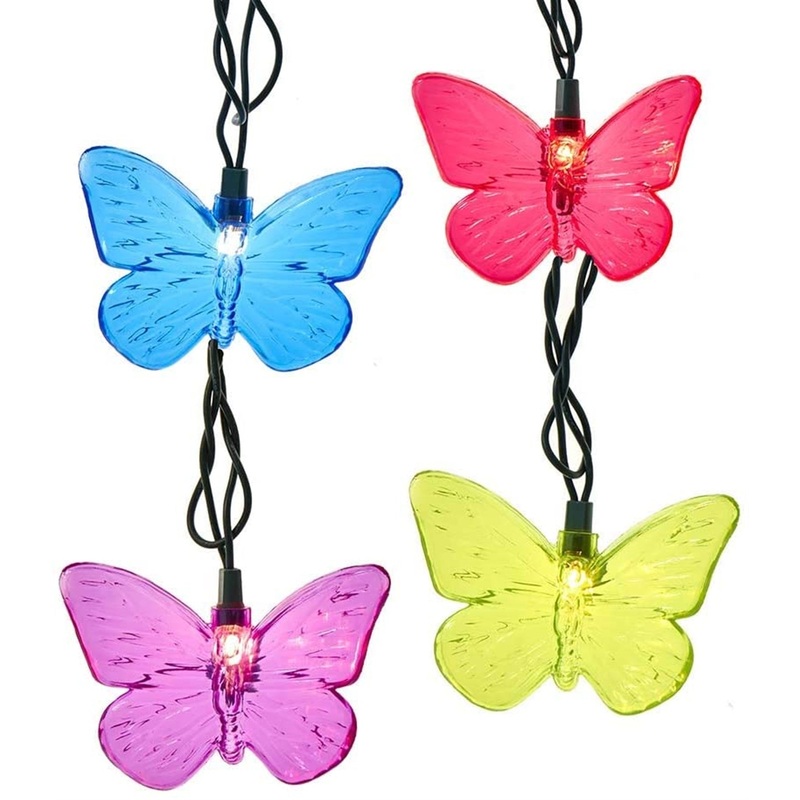 Kurt Adler Indoor/Outdoor Novelty Light Set, 10 UL Listed Incandescent bulbs, Butterfly, Multicolored, 11.5ft