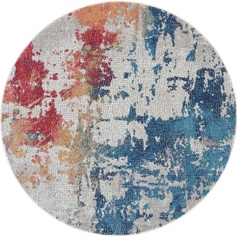 Nourison Ankara Global 4′ x Round Multicolor Modern Indoor Rug