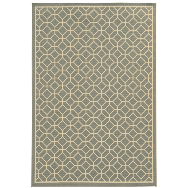 Riviera Grey Ivory Transitional Geometric Indoor/Outdoor Rug