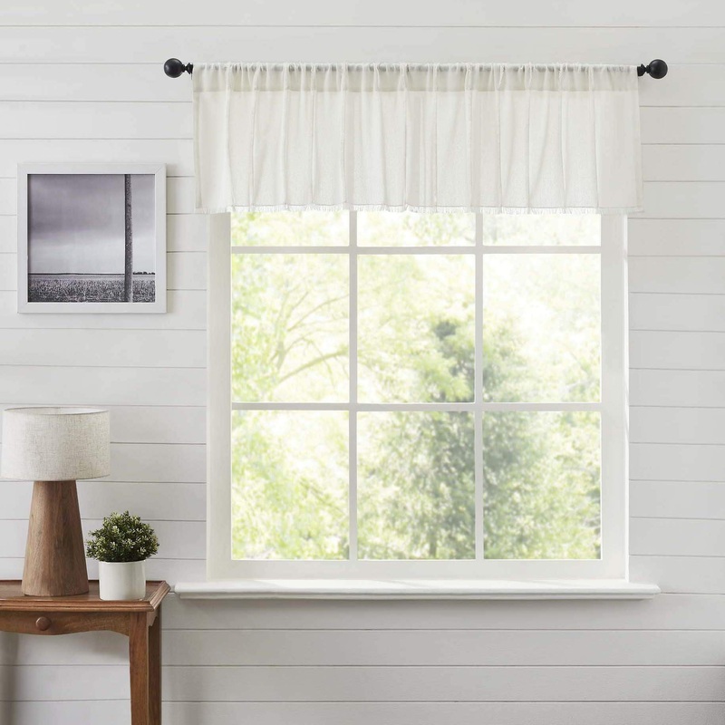Tobacco Cloth Antique White Patchwork Valance 16×72