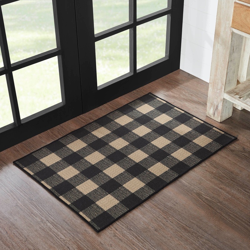 Black Check Indoor/Outdoor Rug Rect 24×36