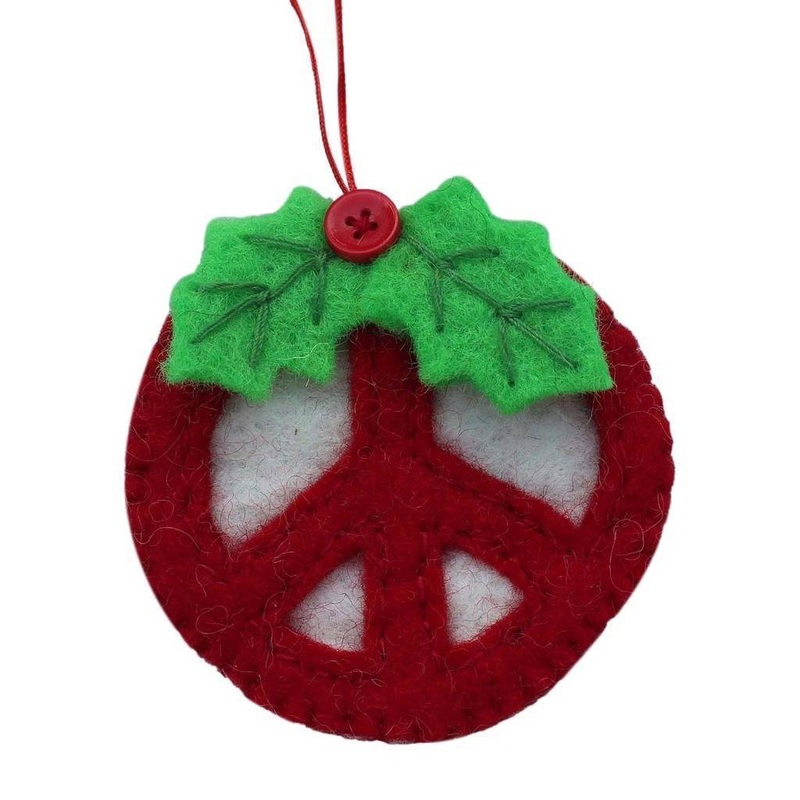 Red Peace Sign Ornament – Global Groove (H)