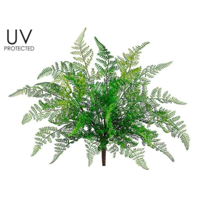 17″ Leather Fern Plant Green