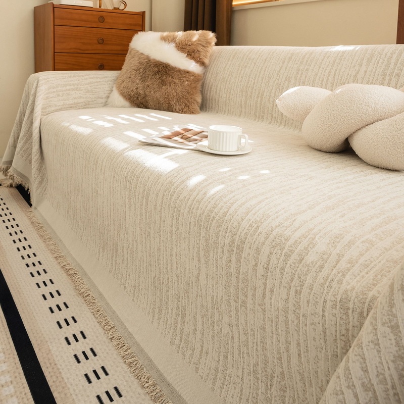 Minimalist Premium Neutral Soft Pet-Friendly Durable Sofa Cover  High Quality Woven Throw Couch Protection