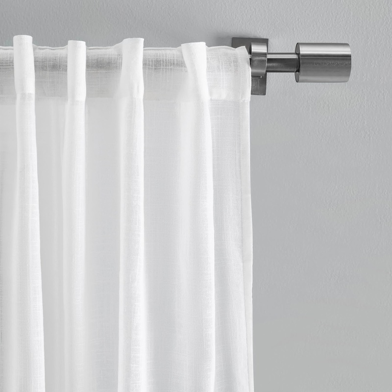 Textured Solid Curtain Panel Pair | White