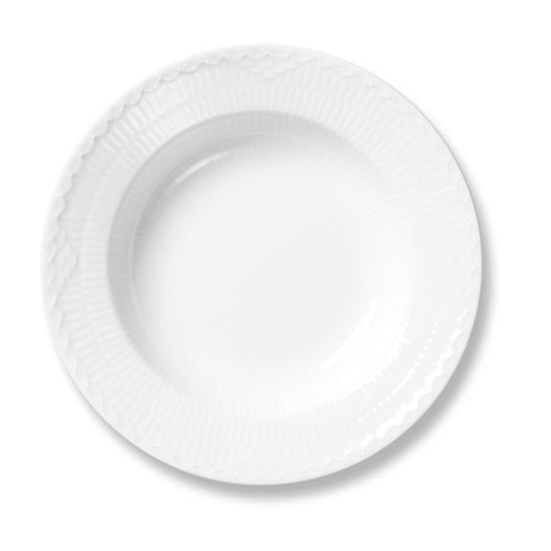 White Fluted Half Lace Soup Plate
