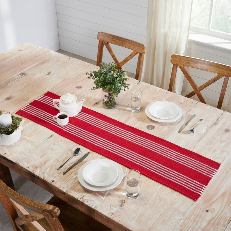 Arendal Red Stripe Runner Fringed 12×48