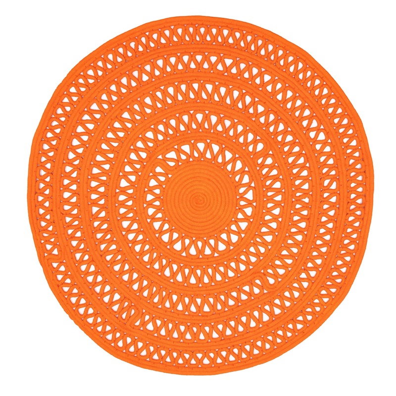 Bowline Handwoven Indoor/Outdoor Round Rug | Tangerine