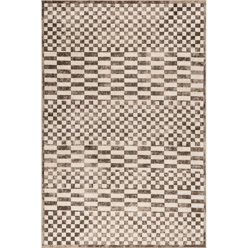 Kallie Washable Tiled Rug | Brown
