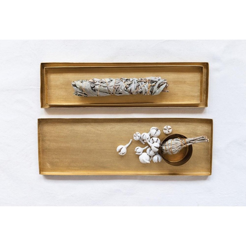 Matte Brass Textured Metal Tray – 3 Sizes