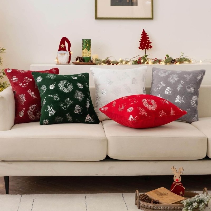 MIULEE Christmas Decorative Soft Plush Faux Wool Pillow Covers (Pack of 2)