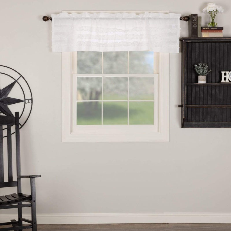 White Ruffled Sheer Petticoat Valance 16×60