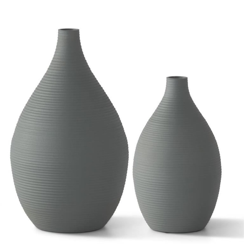 Matte Gray Long Neck Metal Vase – 2 Sizes