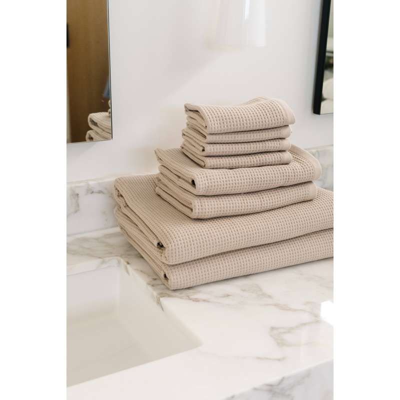 Waffle Bath Towel Set Bamboo Cotton Blend